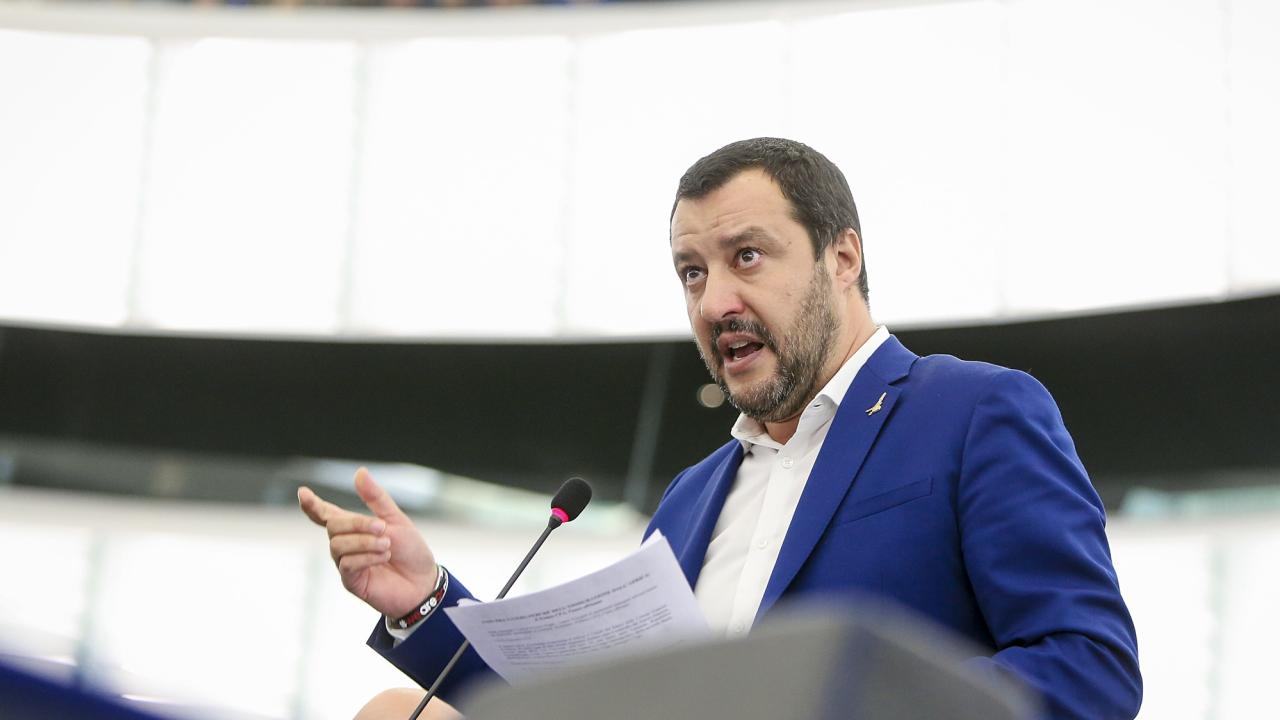 Italiens inrikes minister och vice premiärminister Matteo Salvini var tidigare EU-parlamentariker. Arkivbild.