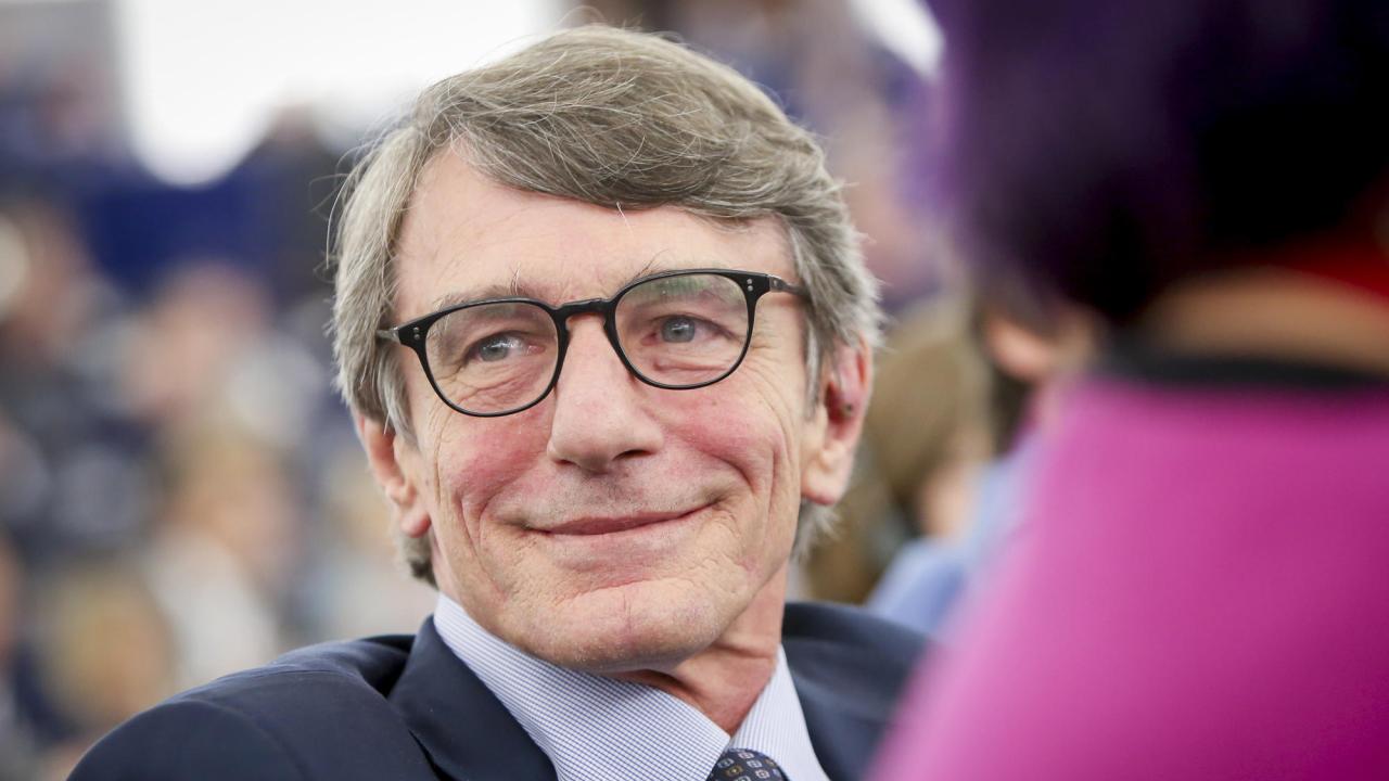 EU-parlamentets nye talman, den italienske socialdemokraten David Sassoli under onsdagens omröstning. 