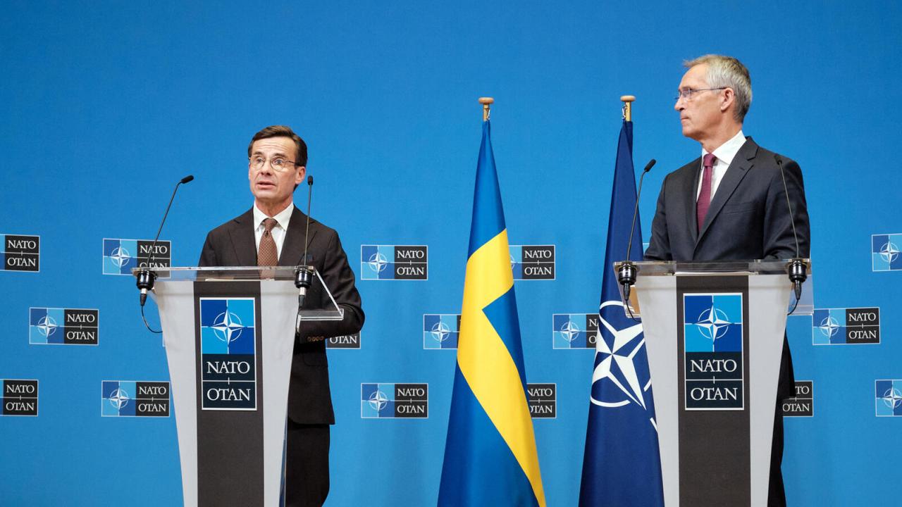 Statsminister Ulf Kristersson (M) och Natos generalsekreterare Jens Stoltenberg.