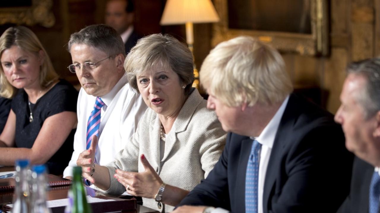 Storbritanniens premiärminister Theresa May i regeringsmöte. Arkivbild.