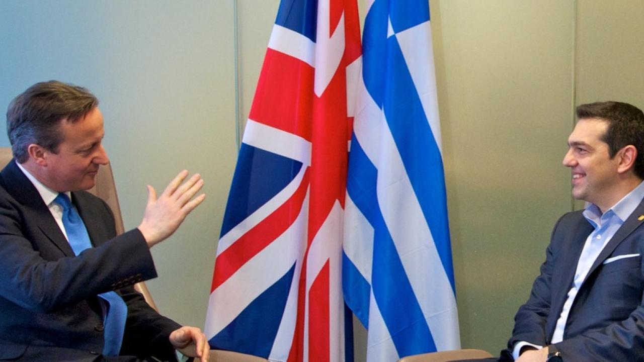 Storbritanniens premiärminister David Cameron och Greklands premiärminister Alexis Tsipras väntas stå i fokus under veckans EU-toppmöte. Arkivbild.