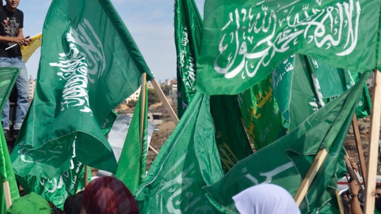 Hamasflaggor. Arkivbild.