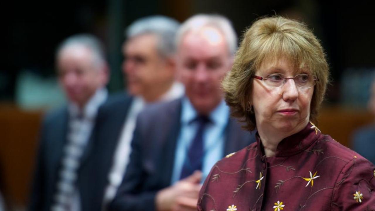 EU:s utrikeschef Catherine Ashton på utrikesministermötet i Bryssel