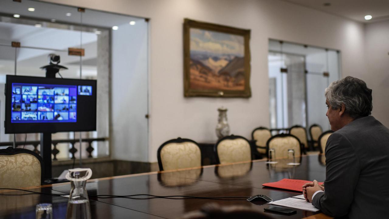 Eurogruppens ordförande Mário Centeno. Arkivbild.