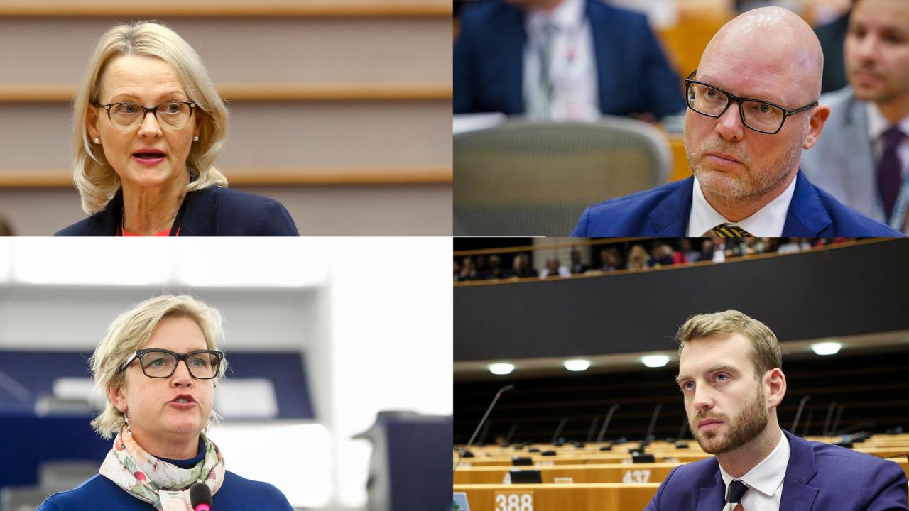 EU-parlamentariker Heléne Fritzon (S), Jörgen Warborn (M), Karin Karlsbro (L) och Jakop Dalunde (MP). Arkibild.