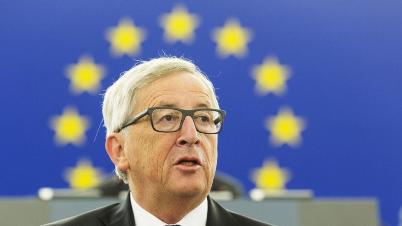 EU-kommissionens ordförande Jean-Claude Juncker under onsdagens tal.