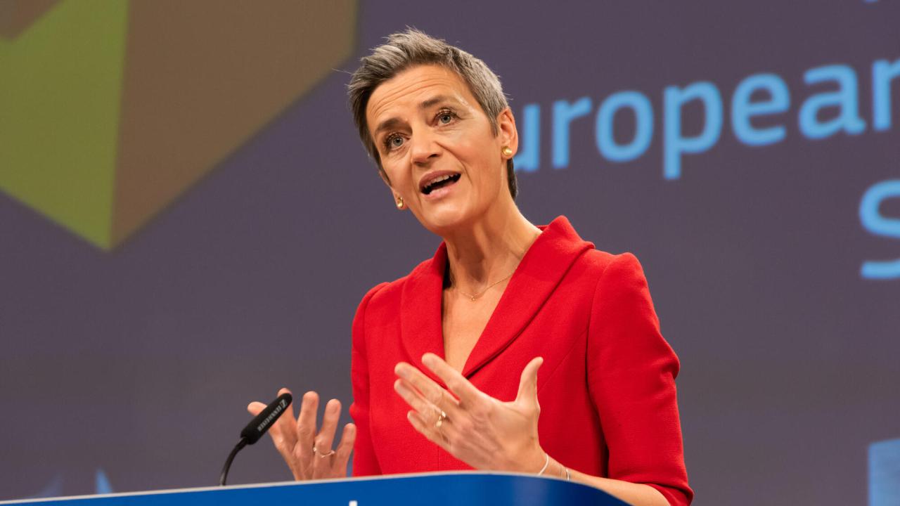 EU:s konkurrenskommissionär Margrethe Vestager, en dansk liberal. 