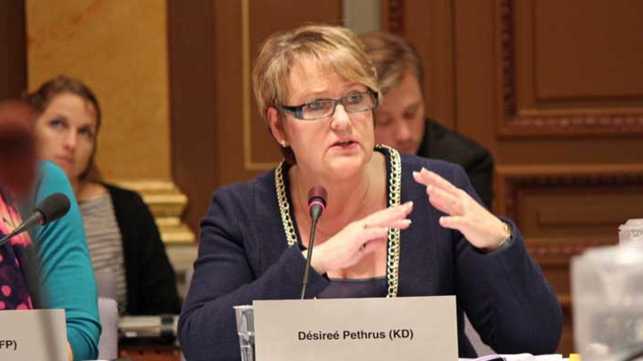 Désireé Pethrus (KD) i riksdagens EU-nämnd.