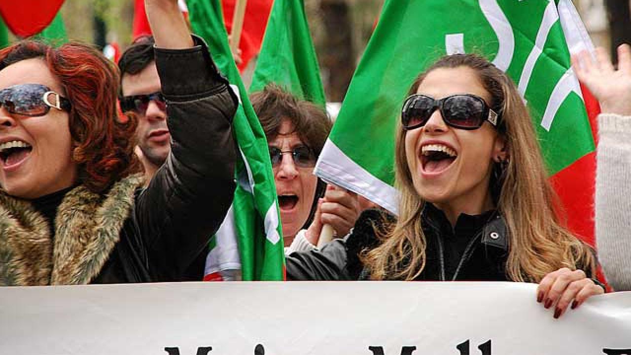 Arkivbild. Lärare demonstrerar i Lissabon, Portugal. 