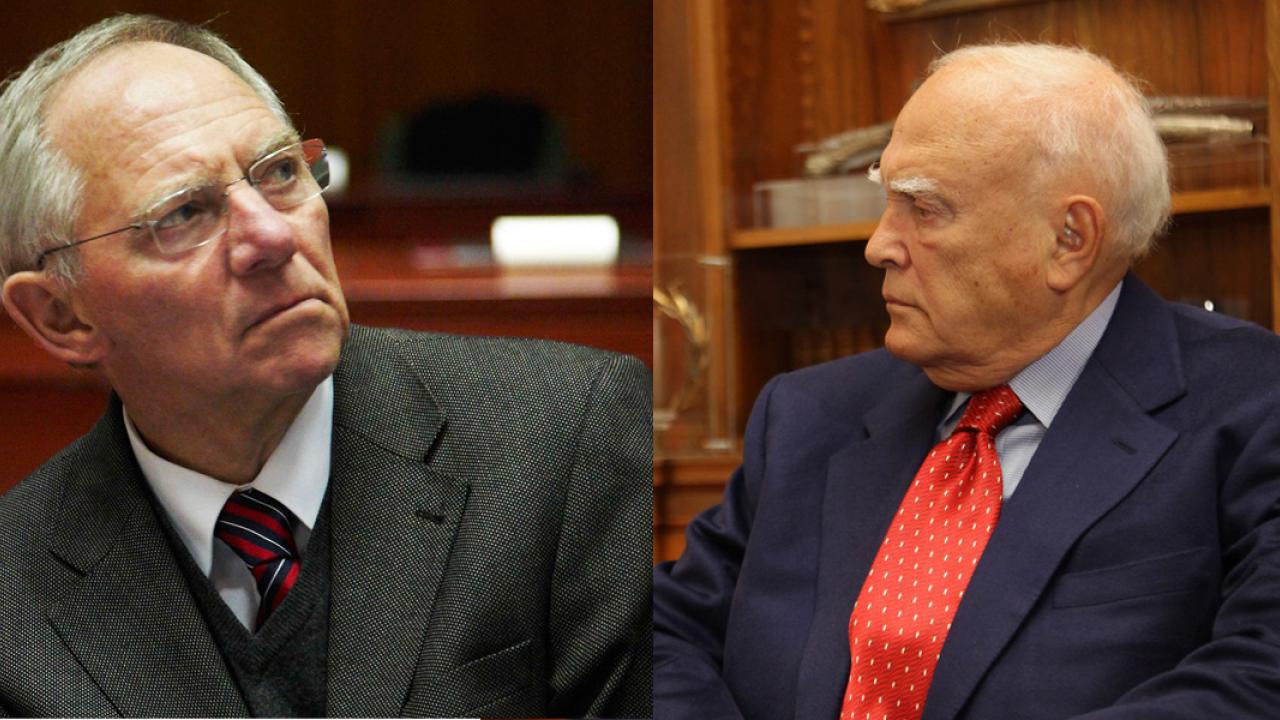 Den tyske finansministern Wolfgang Schäuble får Greklands president Karolos Papoulias att se rött.