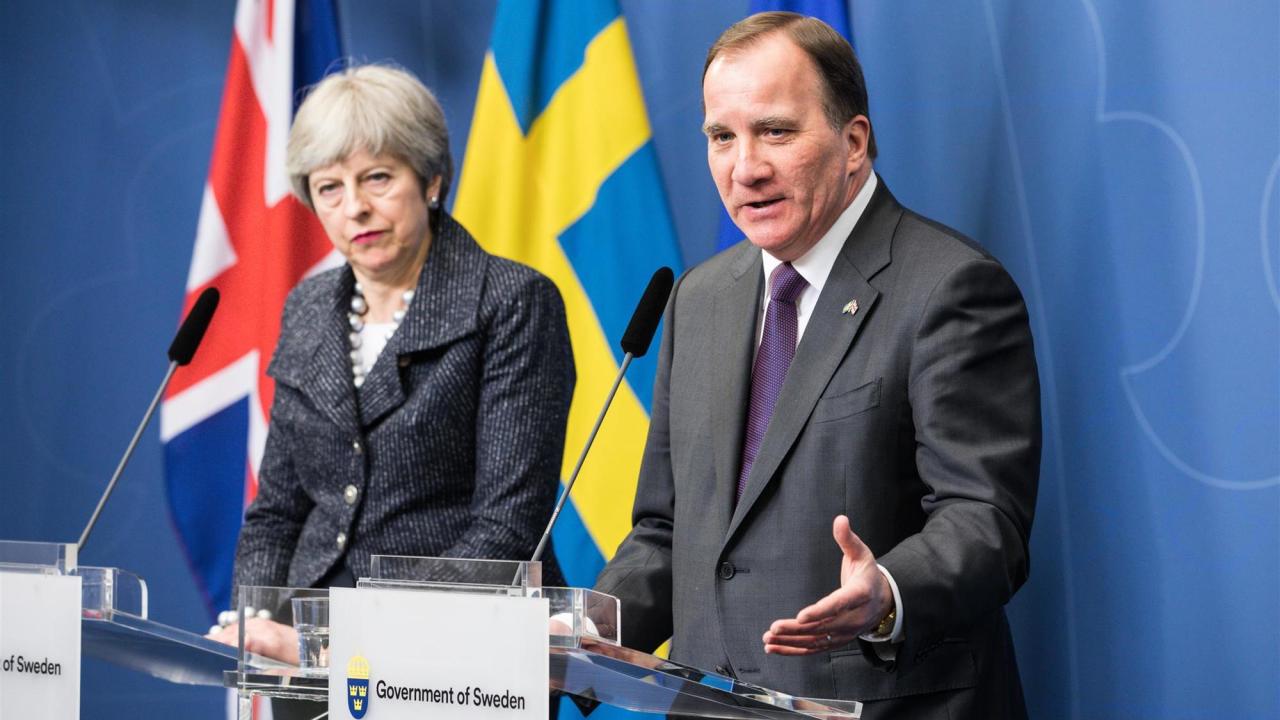 Storbritanniens premiärminister Theresa May och Statsminister Stefan Löfven. Bilden är en arkivbild.