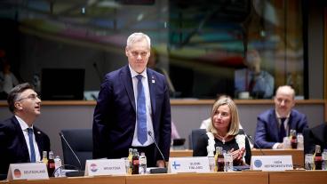 Finlands socialdemokratiske statsminister Antti Rinne vid sitt första EU-toppmöte i förra veckan.