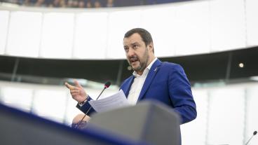 Matteo Salvinis högerpopulistiska Lega ser ut att bli EU-valets vinnare enligt de första opinionsundersökningarna från EU:s största länder. Arkivbild.