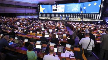 EU-parlamentet under valvakan natten till måndag.