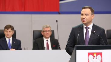 I torsdagens omröstning godkände underhuset det polska parlamentet president Andrzej Dudas lagförslag om att ersätta den olagliga disciplinnämnden med ett nytt organ. Nu går frågan till överhuset för slutligt beslut. Arkivbild. 