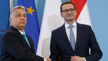 Ungerns premiärminister Viktor Orbán och Polens dito Mateusz Morawiecki. Arkivbild.