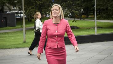 Finansminister Magdalena Andersson anländer till det informella mötet i Helsingfors.