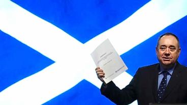 Den skotske försteministern Alex Salmond vill att landet lämnar Storbritannien. Om knappt 300 dagar tar skottarna ställning i en folkomröstning. Arkivbild.