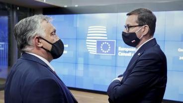 Ungerns premiärminister Viktor Orbán och Polens dito Mateusz Morawiecki. Arkivbild.