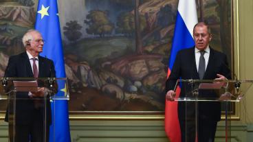 EU:s utrikeschef Josep Borrell och Rysslands utrikesminister Sergej Lavrov. 