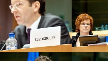 Nederländske Jeroen Dijsselbloem under måndagskvällens presskonferens efter att han valts till ordförande för eurogruppen.