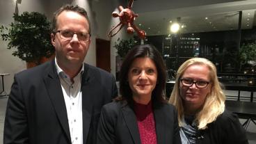 De fackliga ledarna Martin Linder, ordförande Unionen, Eva Nordmark, ordförande TCO och Britta Lejon ordförande Fackförbundet ST på det sociala EU-toppmötet i Göteborg.