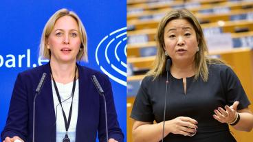 Svenska europaparlamentarikerna Jytte Guteland (S) och Jessica Polfjärd (M).
