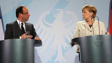 Francois Hollande och Angela Merkel i Berlin.