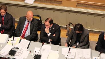 Statsminister Stefan Löfven (S) i riksdagens EU-nämnd. Arkivbild.
