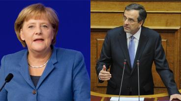 Tysklands förbundskansler Angela Merkel och Greklands premiärminister Antonis Samaras träffas under två dagar. Arkivbild.