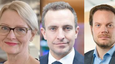 Europaparlamentarikerna Heléne Fritzon (S) och Tomas Tobé samt riksdagsledamoten Martin Kinnunen (SD). Arkivbilder.