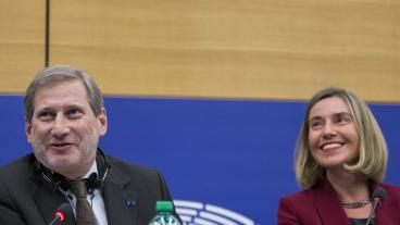 EU-kommissionärer Johannes Hahn och Federica Mogherini.