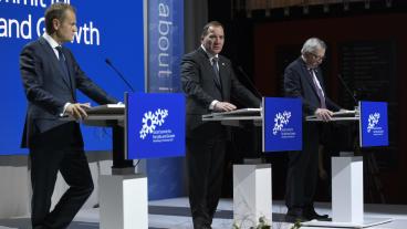 Stefan Löfven säger att schysta arbetsvillkor nu lyfts upp i topp på EU:s agenda. 