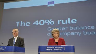 EU-kommissionärerna Olli Rehn och Viviane Reding vill ha könskvotering i EU.